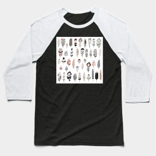 Hand Drawn Feathers Baseball T-Shirt